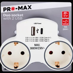 Pro-max dubbele wandstekker